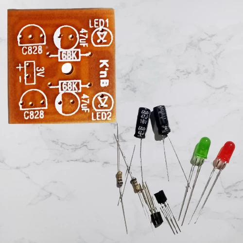 Multivibrator Circuit 2 LED DIY Kit with Parts and PCB - image 3