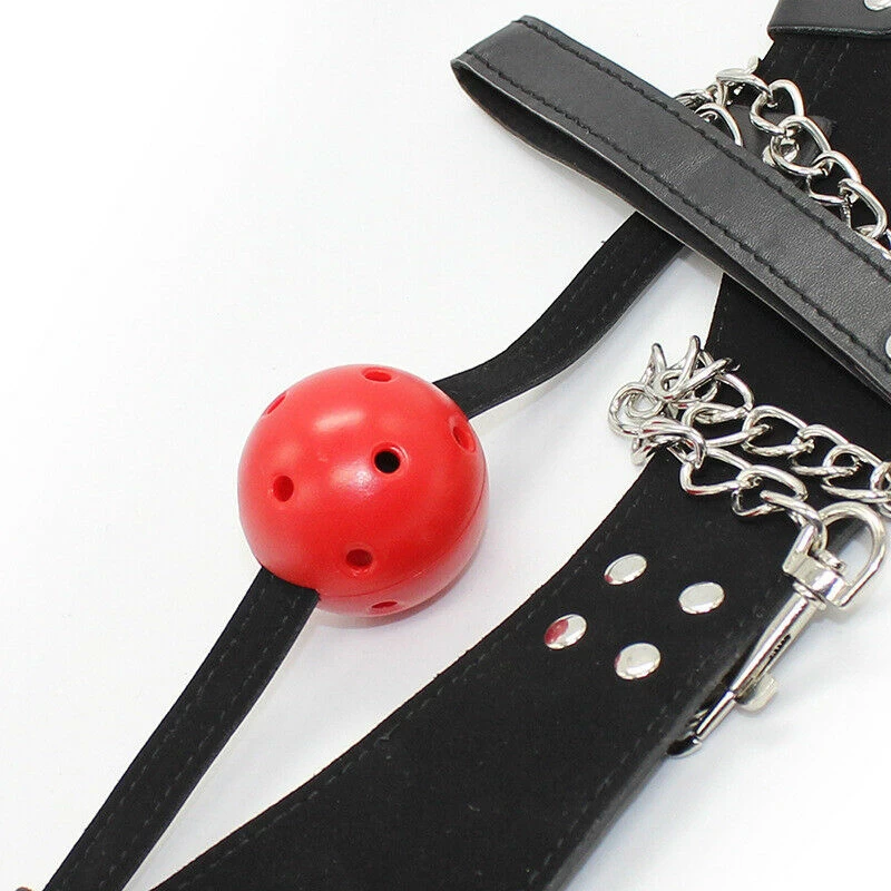 Neck Choker Collar PVC Hollow Ball Gag BDSM sex toy - image 2