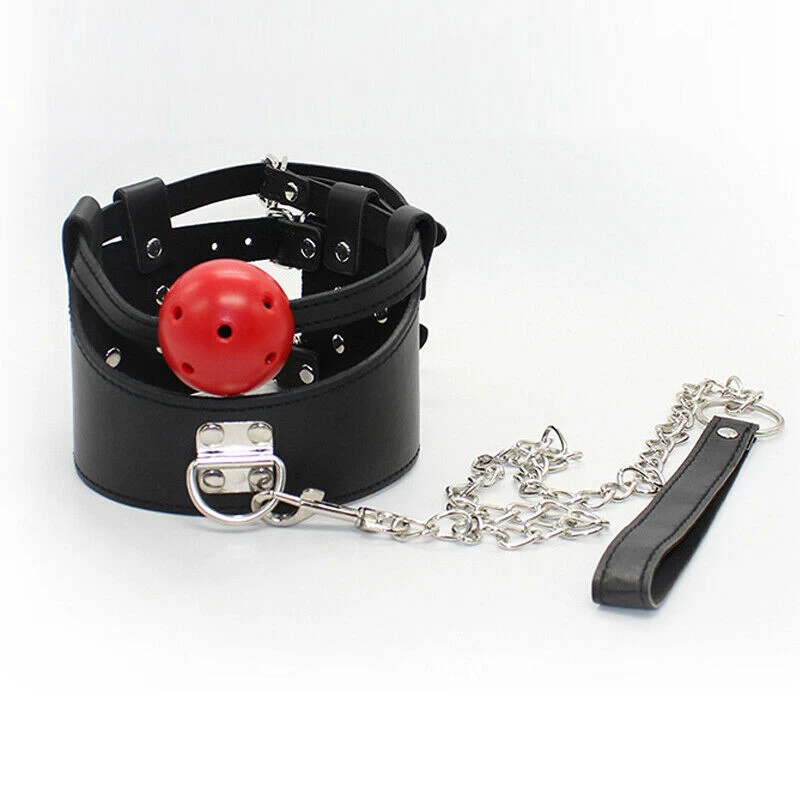 Neck Choker Collar PVC Hollow Ball Gag BDSM sex toy - image 3