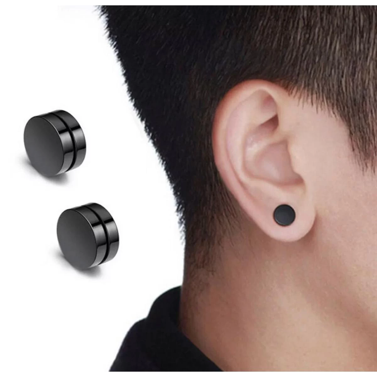 One Side Ear unisex Magnet Earring  Non Piercing 6mm - image 2