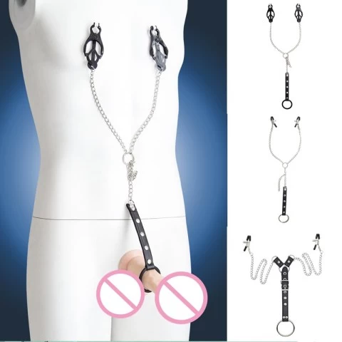 Stainless Steel Triple Cock o ring nipple bdsm sex toy - image 3