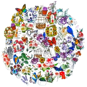 25Pcs Flower & Butterfly Stickers for Journal Books