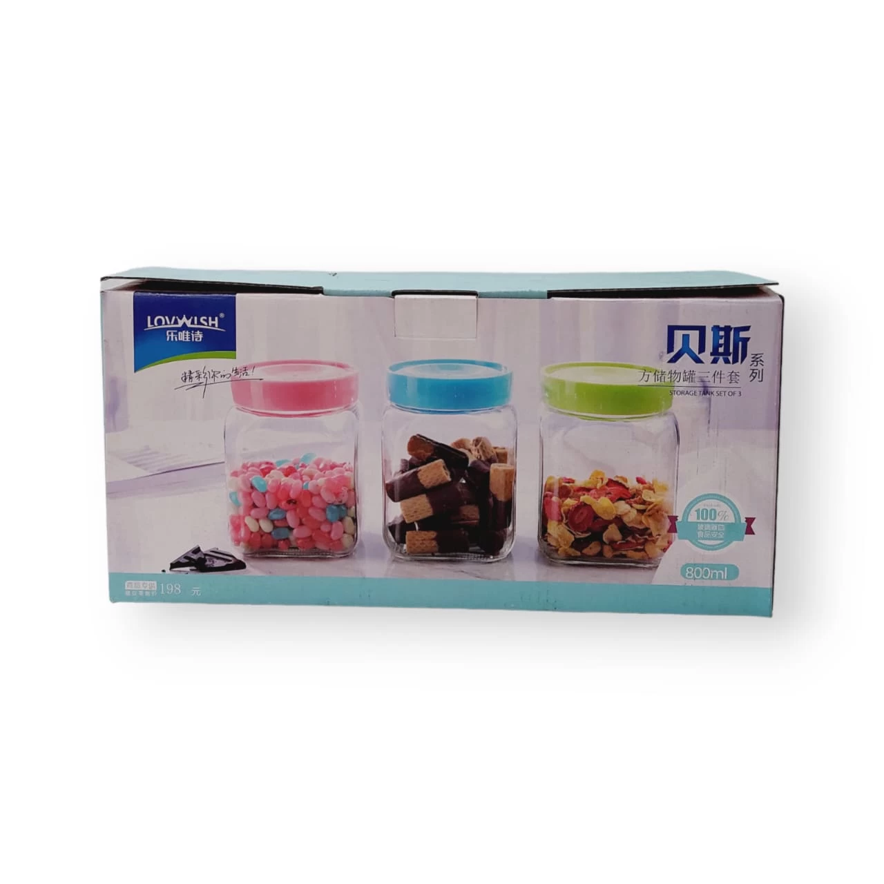 Lovwish Glass Jar 800ml 3Pcs Canister Kitchen Storage - image 3