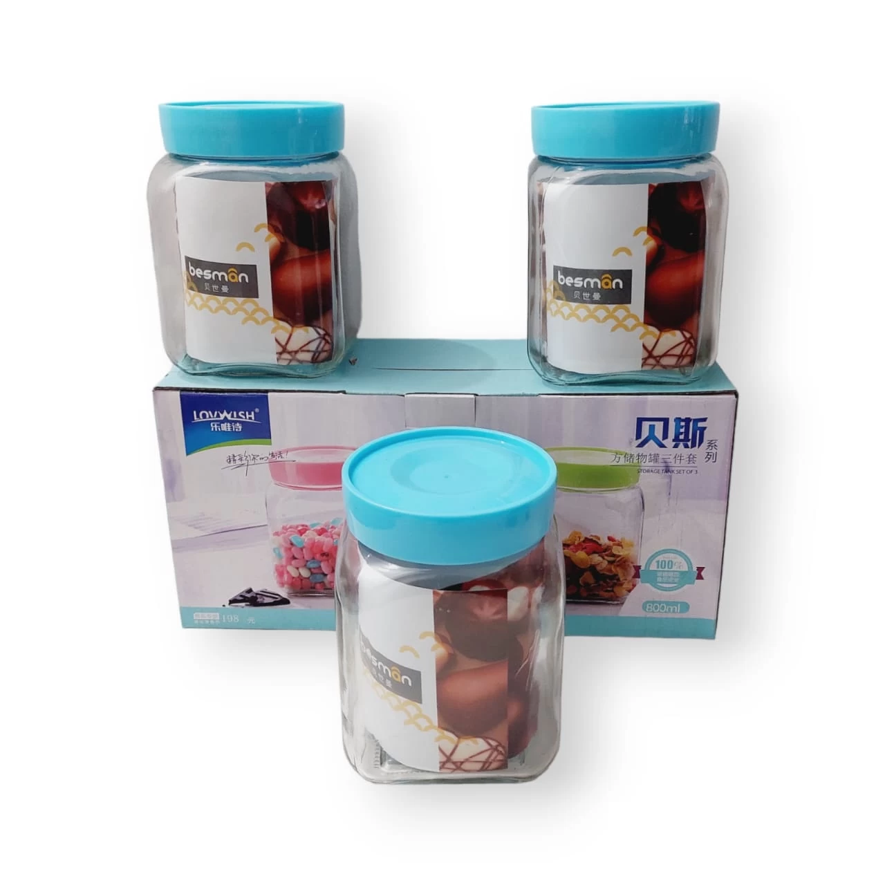 Lovwish Glass Jar 800ml 3Pcs Canister Kitchen Storage - image 4