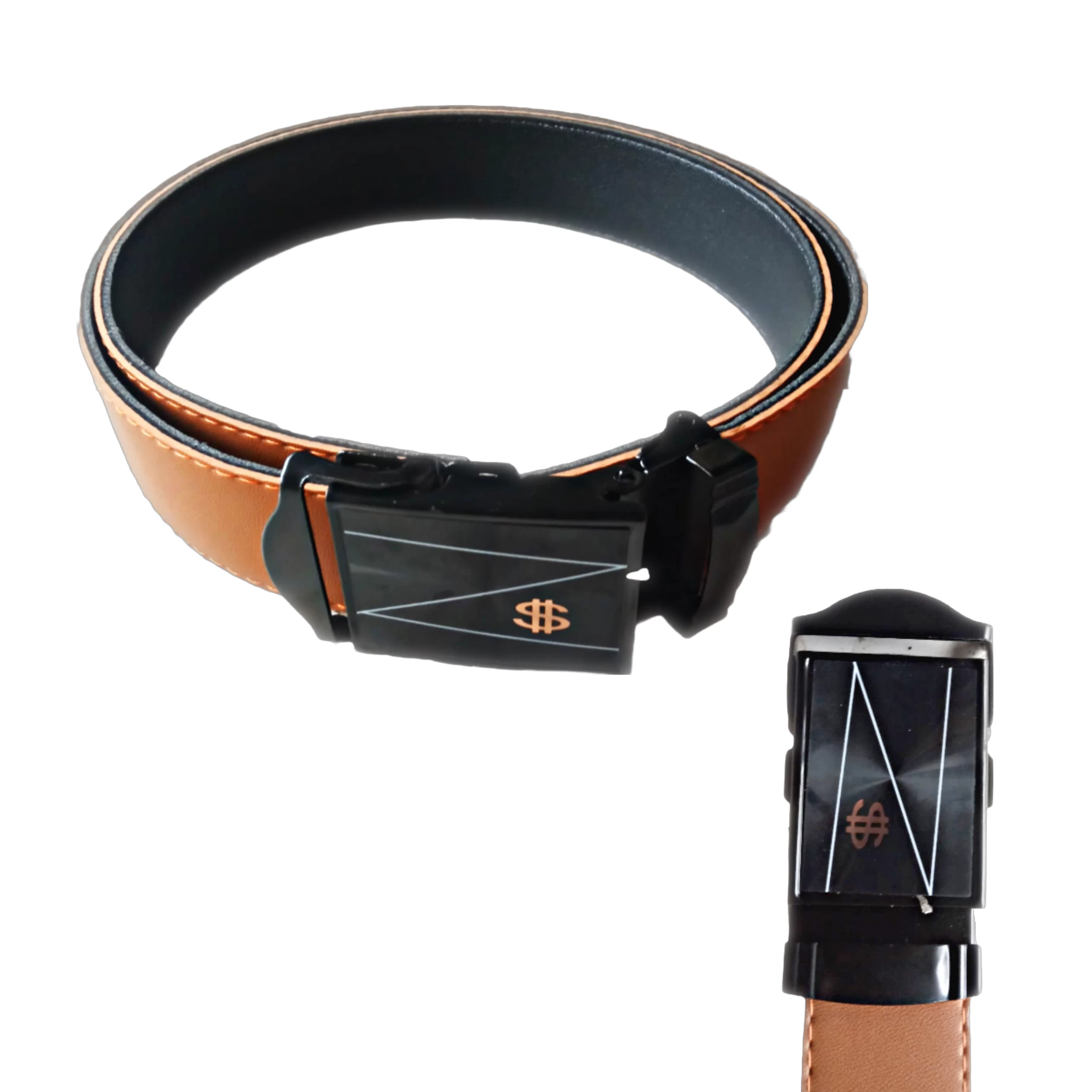 Men Belts Automatic Buckle Leather  Alloy buckle - image 3