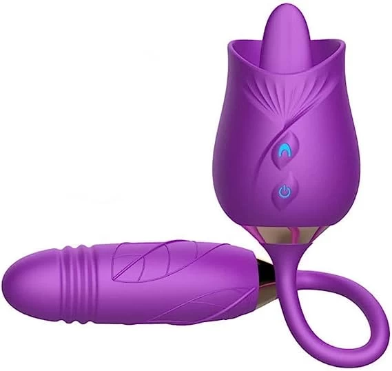Rose Liking Clitoris & Thrusting Dildo Vibrator - image 1