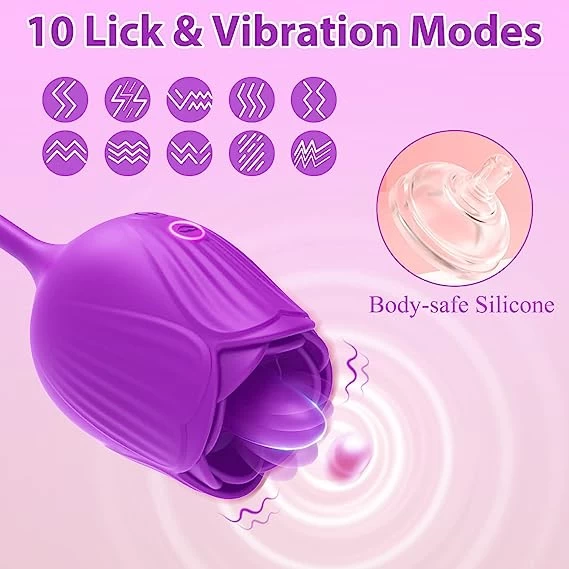 Rose Liking Clitoris & Thrusting Dildo Vibrator - image 2