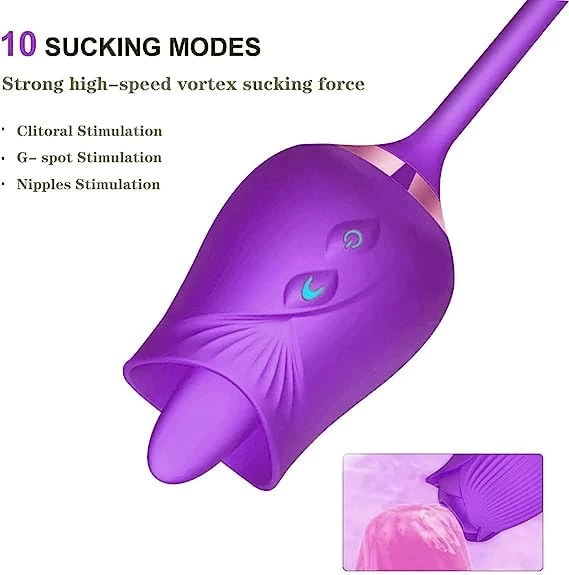 Rose Liking Clitoris & Thrusting Dildo Vibrator - image 5