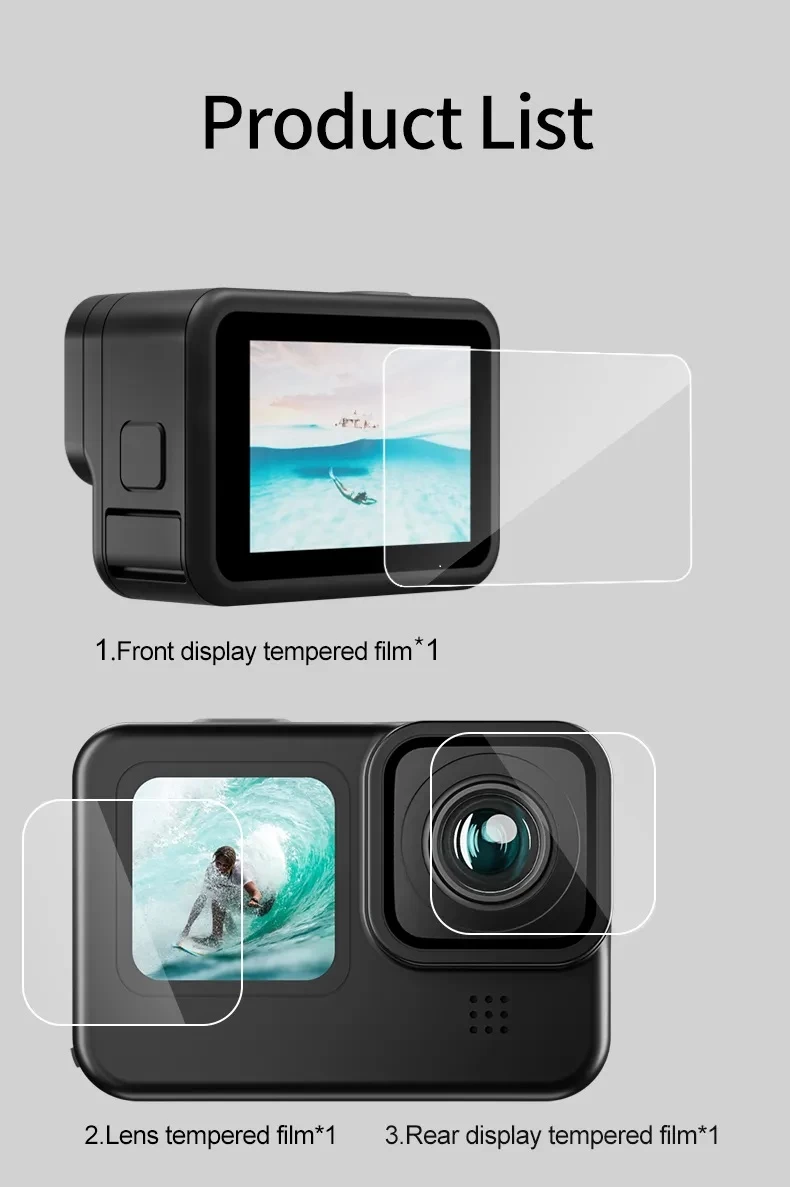 Tempered Glass Anti-Scratch Film Kit for GoPro 11/10/9 - image 7