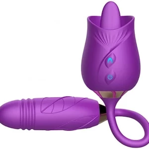Rose Liking Clitoris & Thrusting Dildo Vibrator