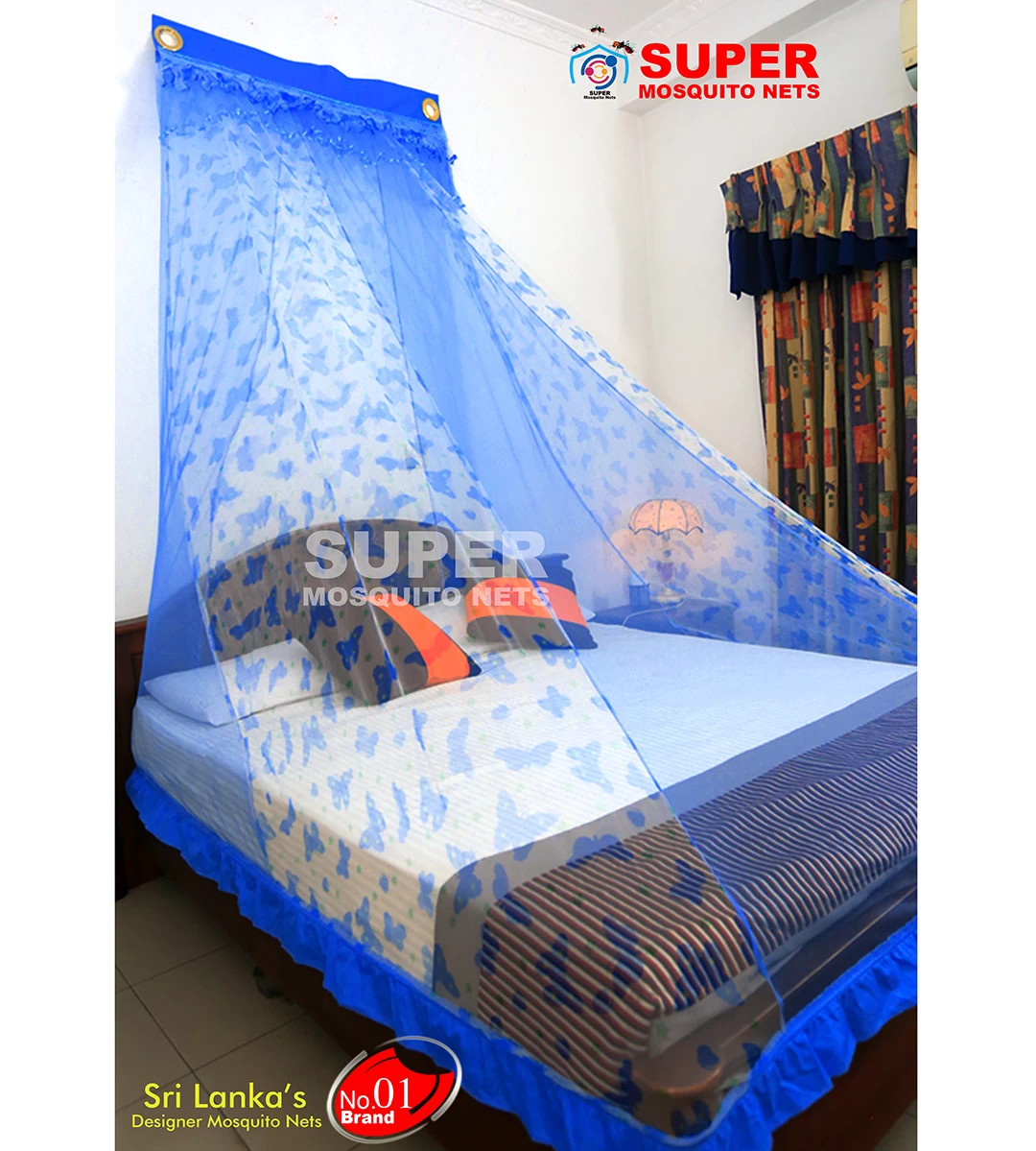 Wall Mosquito Nets [6'X10'] Blue PRINTED (Warranty) - image 2