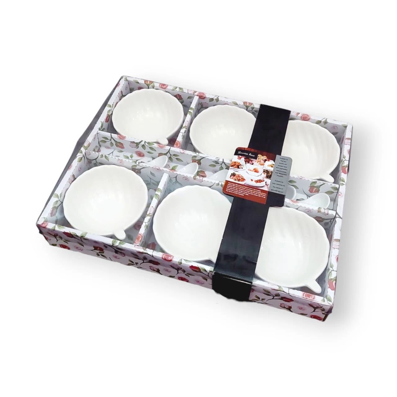 White Ceramic Mini Salad Plate with Spoon Set of 6 Bowl - image 2
