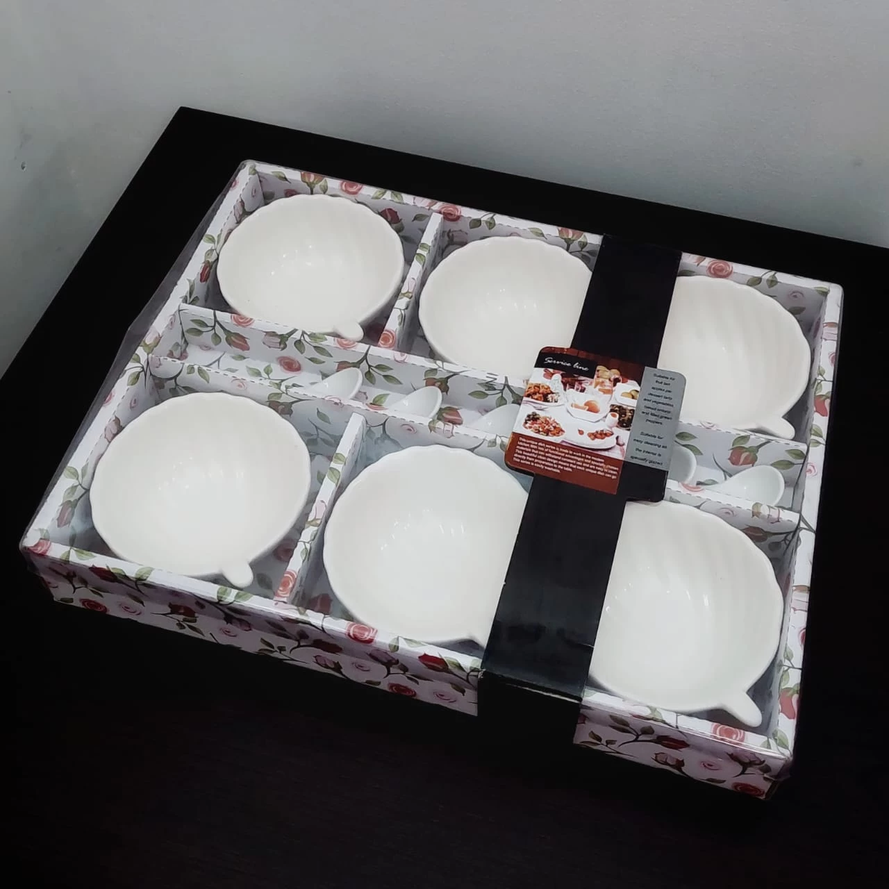 White Ceramic Mini Salad Plate with Spoon Set of 6 Bowl - image 5
