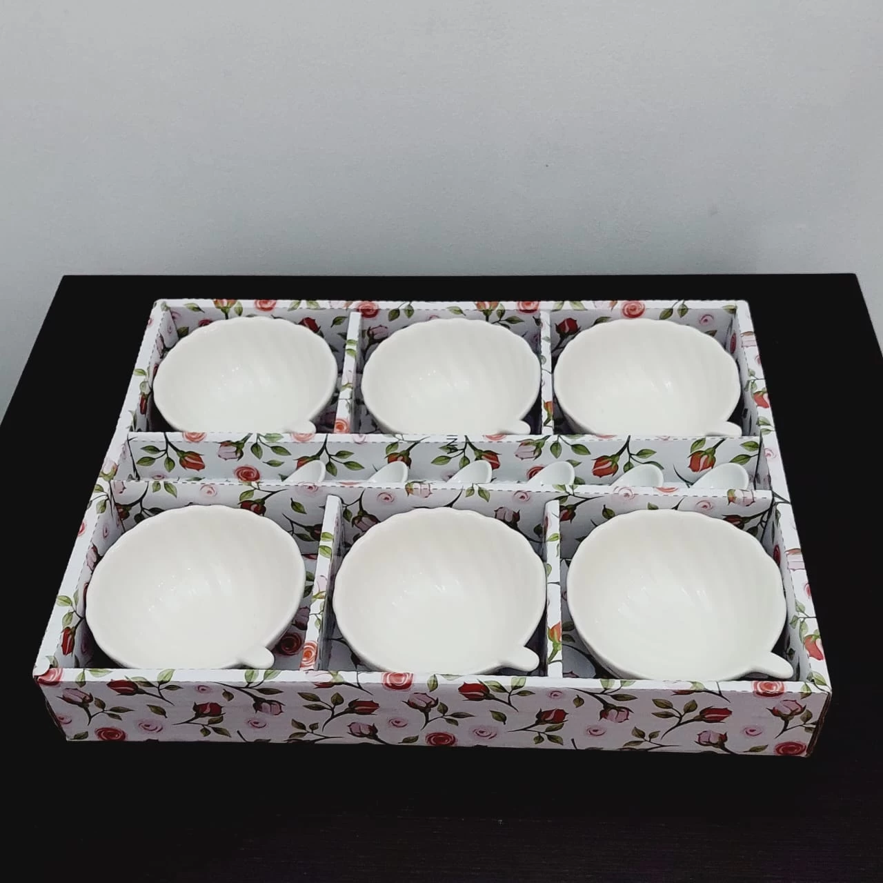 White Ceramic Mini Salad Plate with Spoon Set of 6 Bowl - image 6