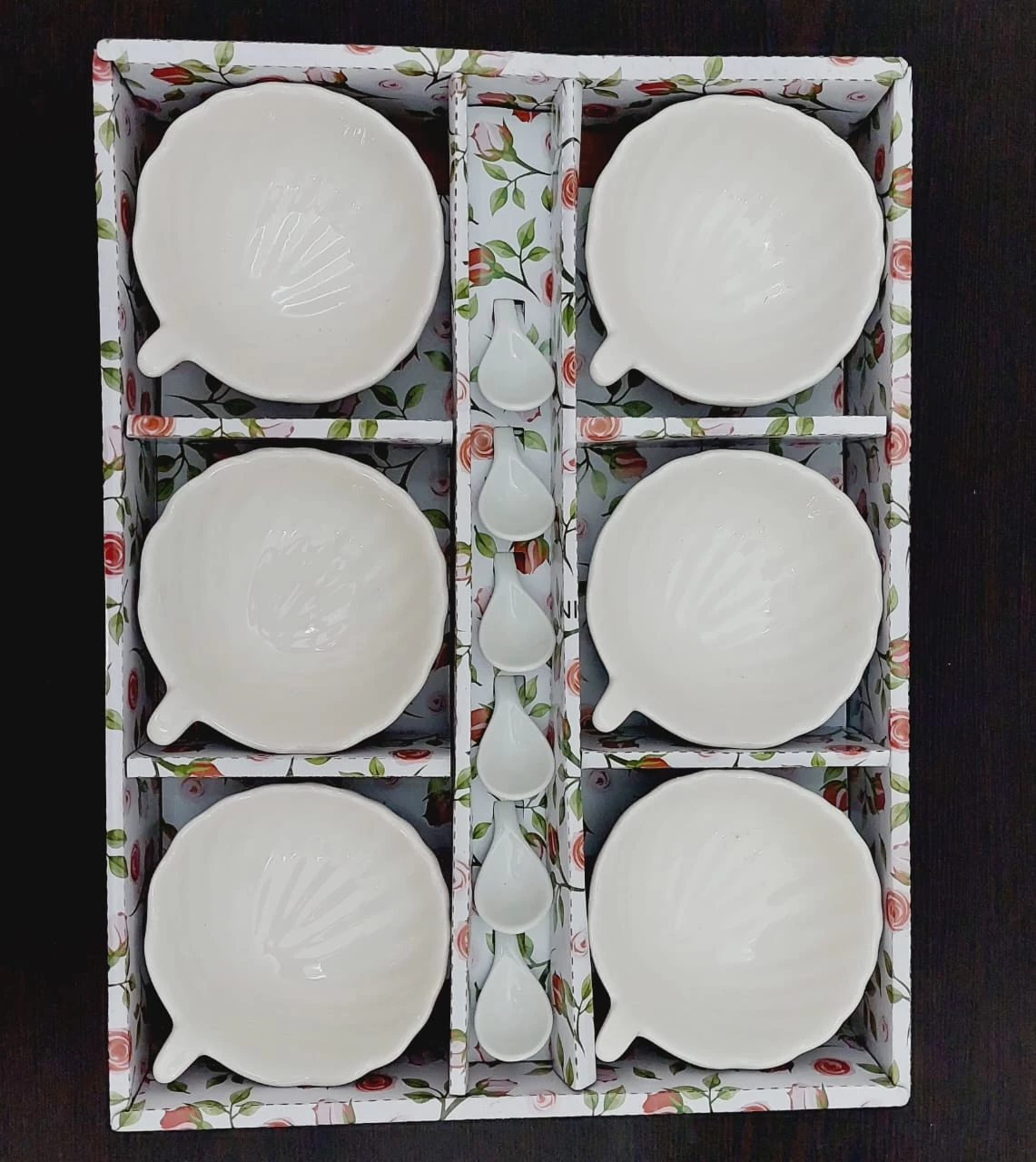 White Ceramic Mini Salad Plate with Spoon Set of 6 Bowl - image 7
