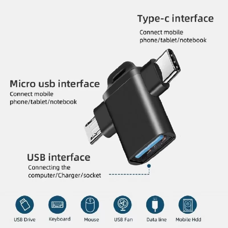 2 in 1 OTG Adapter USB 3.0 Female To Micro USB Male and Type - image 2