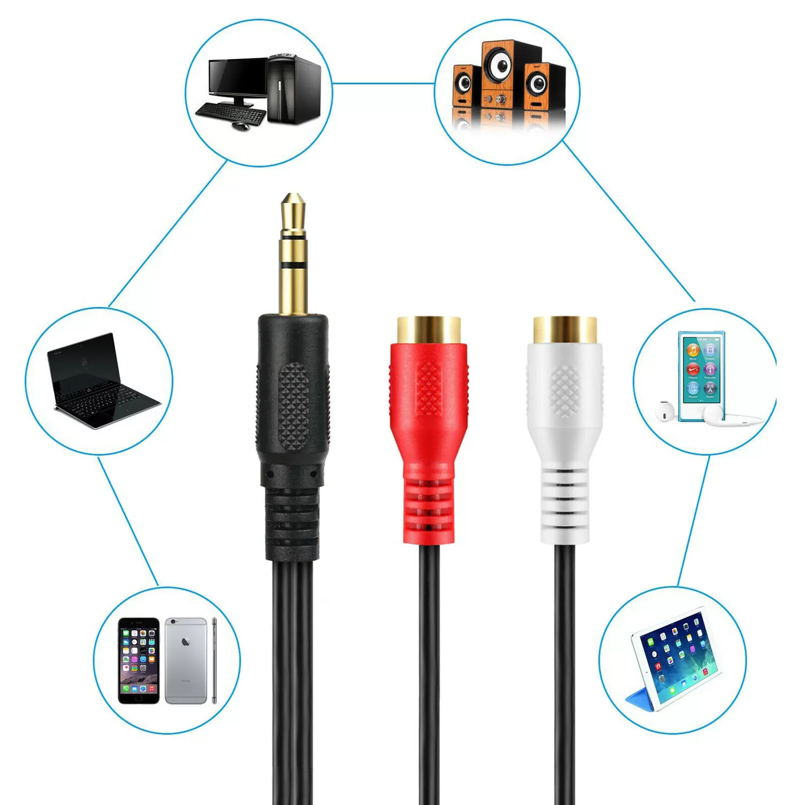 3.5 mm Stereo Male to 2 RCA Female Cable - image 3