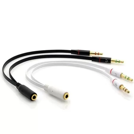 3.5mm Y Splitter 2 Jack Male to 1 Female Headphone Mic Audio - image 2