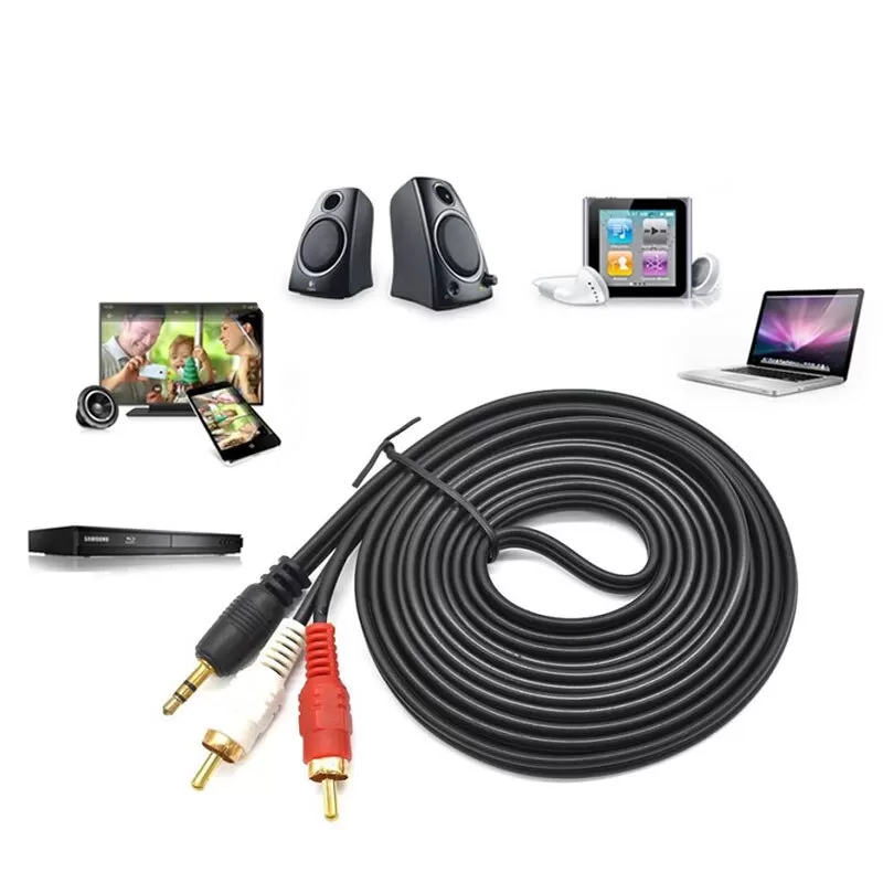 5M 3.5 MM Male Jack to AV 2 RCA Male Stereo  Audio Cable - image 3