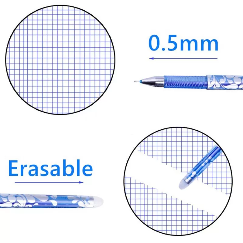 Blue Erasable Pen Set 0.5 mm Washable Handle Magic Erasable - image 3
