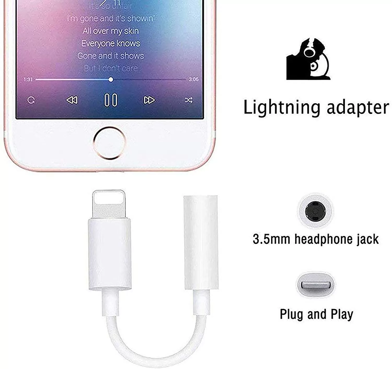 Lightning to 3.5mm Headphone Jack Adapter for iPhone - image 3