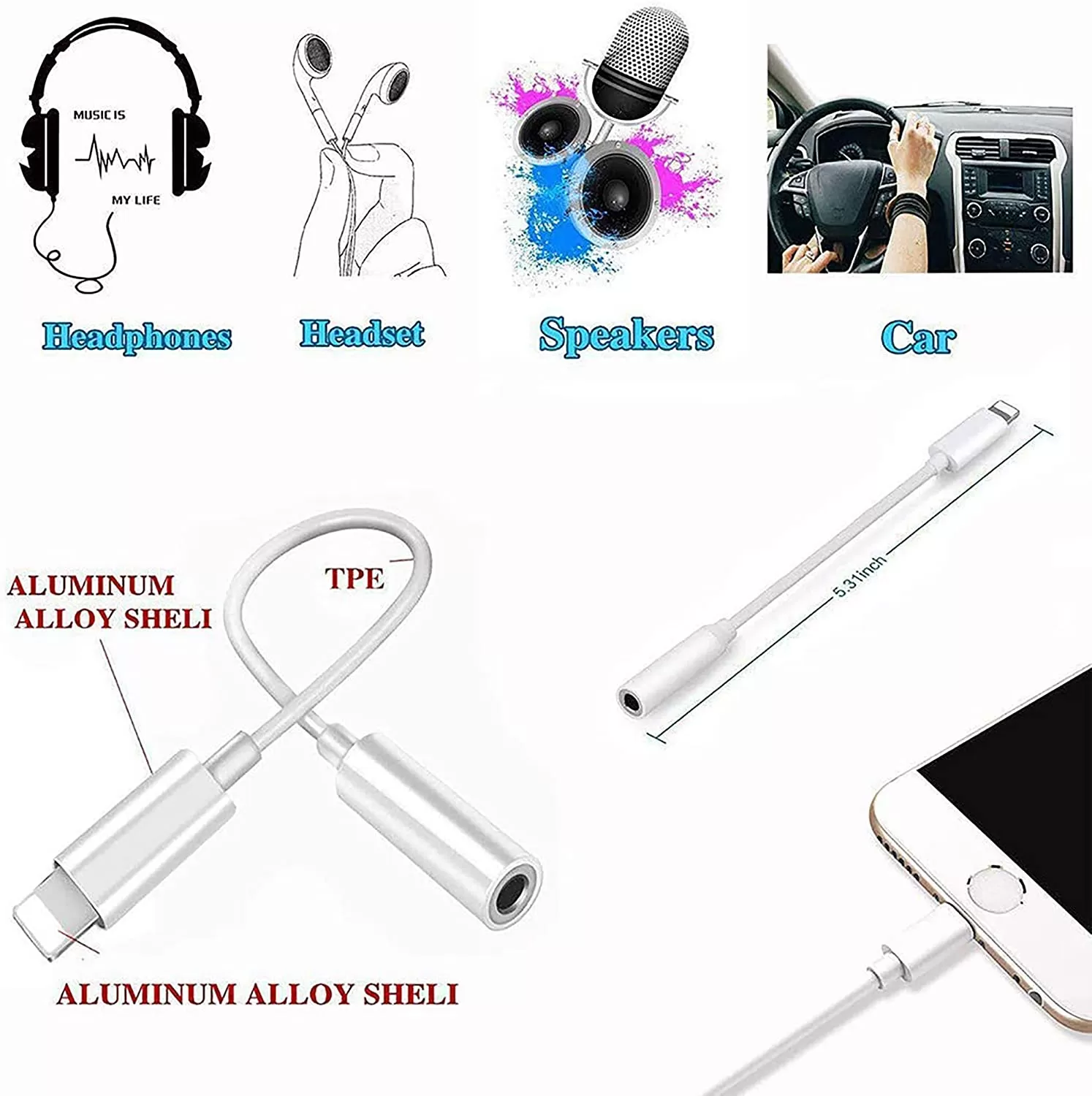 Lightning to 3.5mm Headphone Jack Adapter for iPhone - image 4
