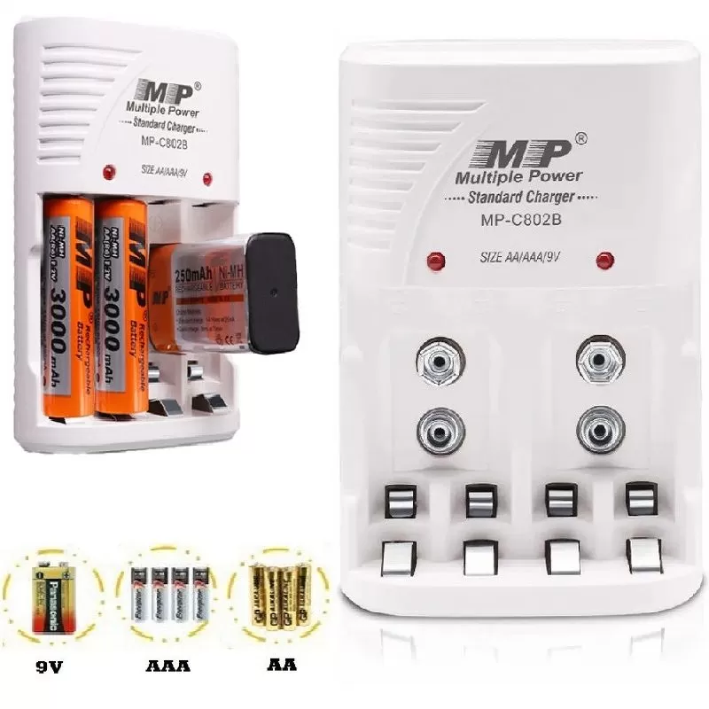 MP C802B Battery Charger 4 Slots For AA AAA 9V