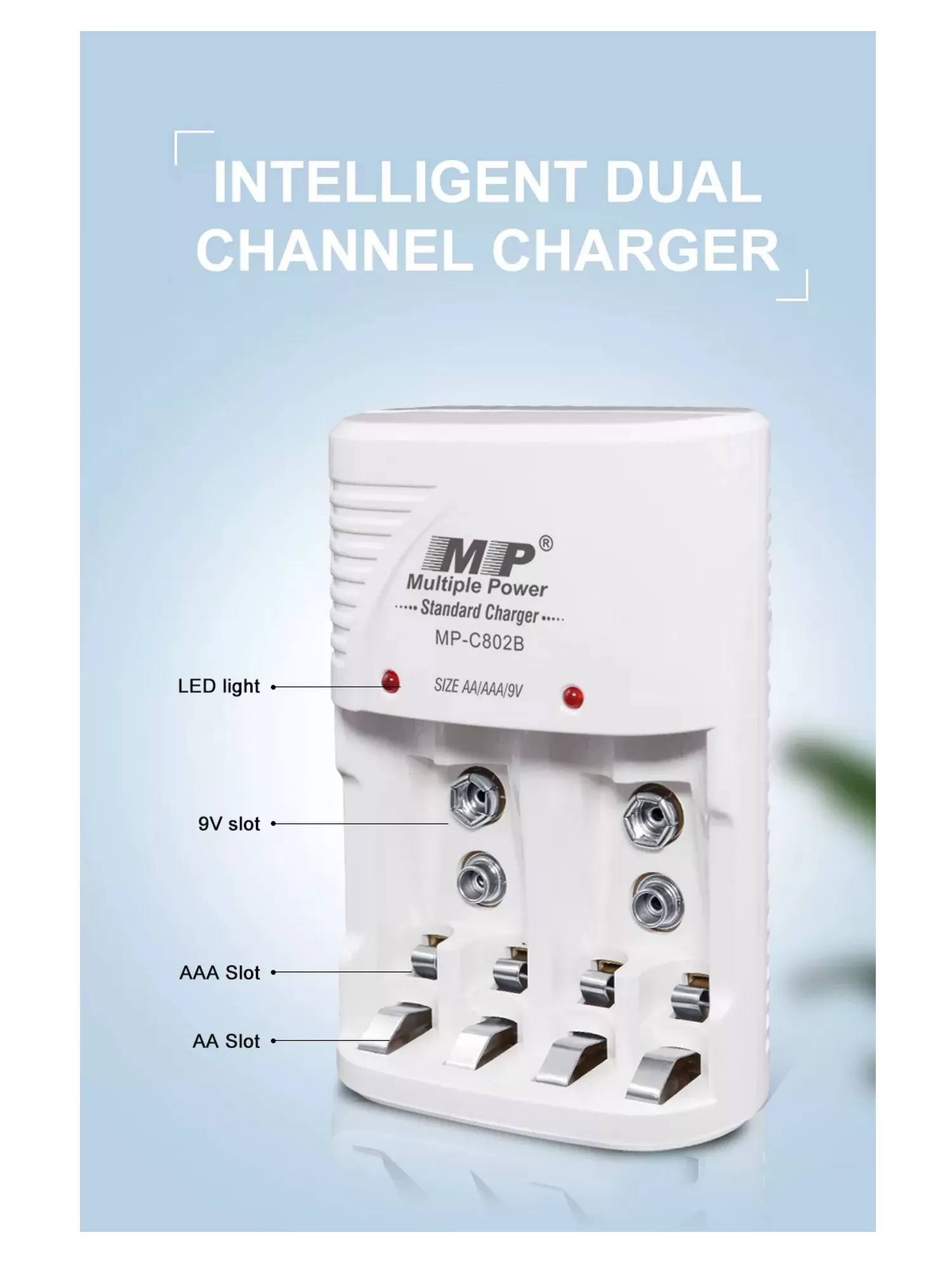 MP C802B Battery Charger 4 Slots For AA AAA 9V - image 4