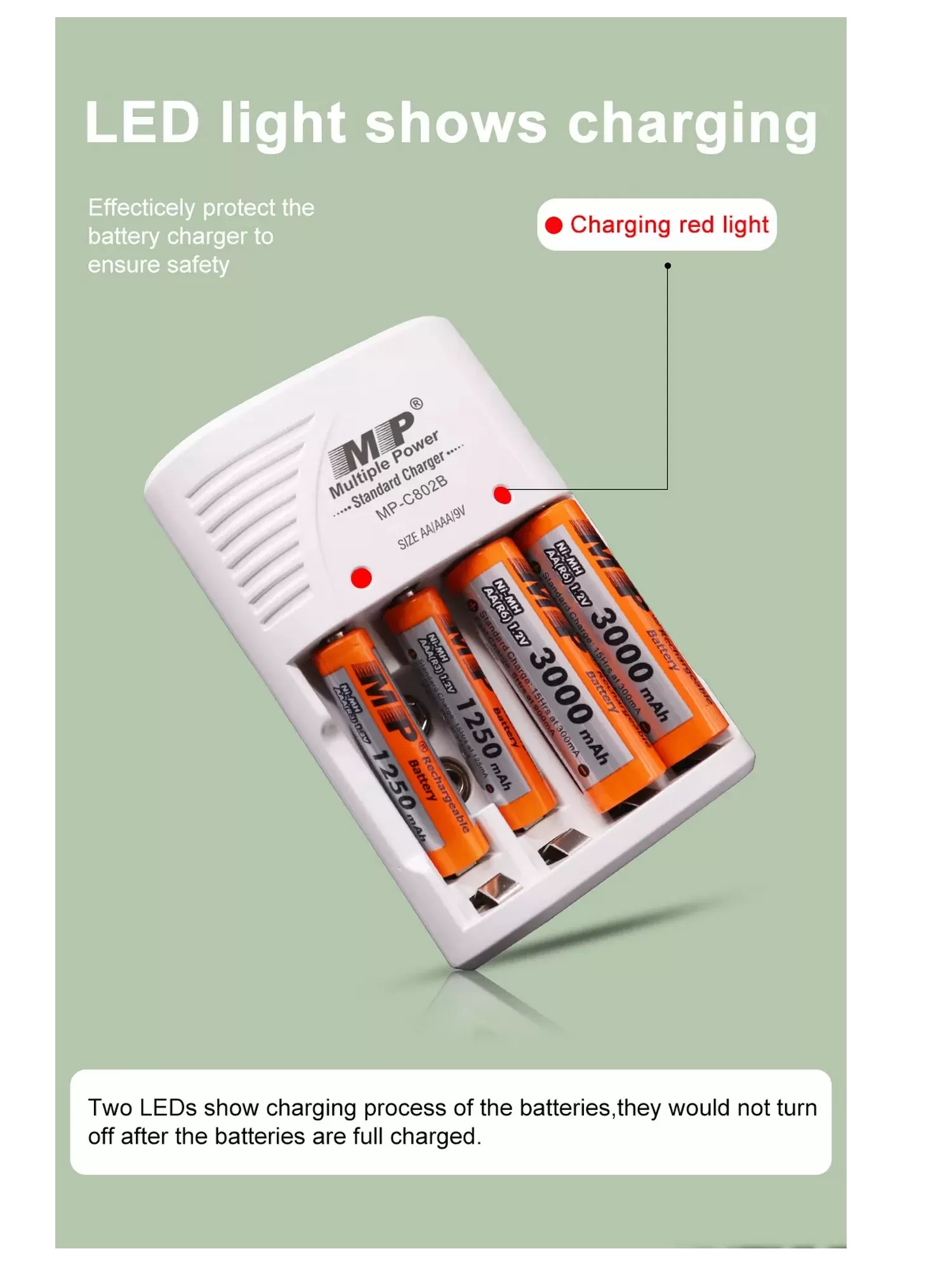 MP C802B Battery Charger 4 Slots For AA AAA 9V - image 5