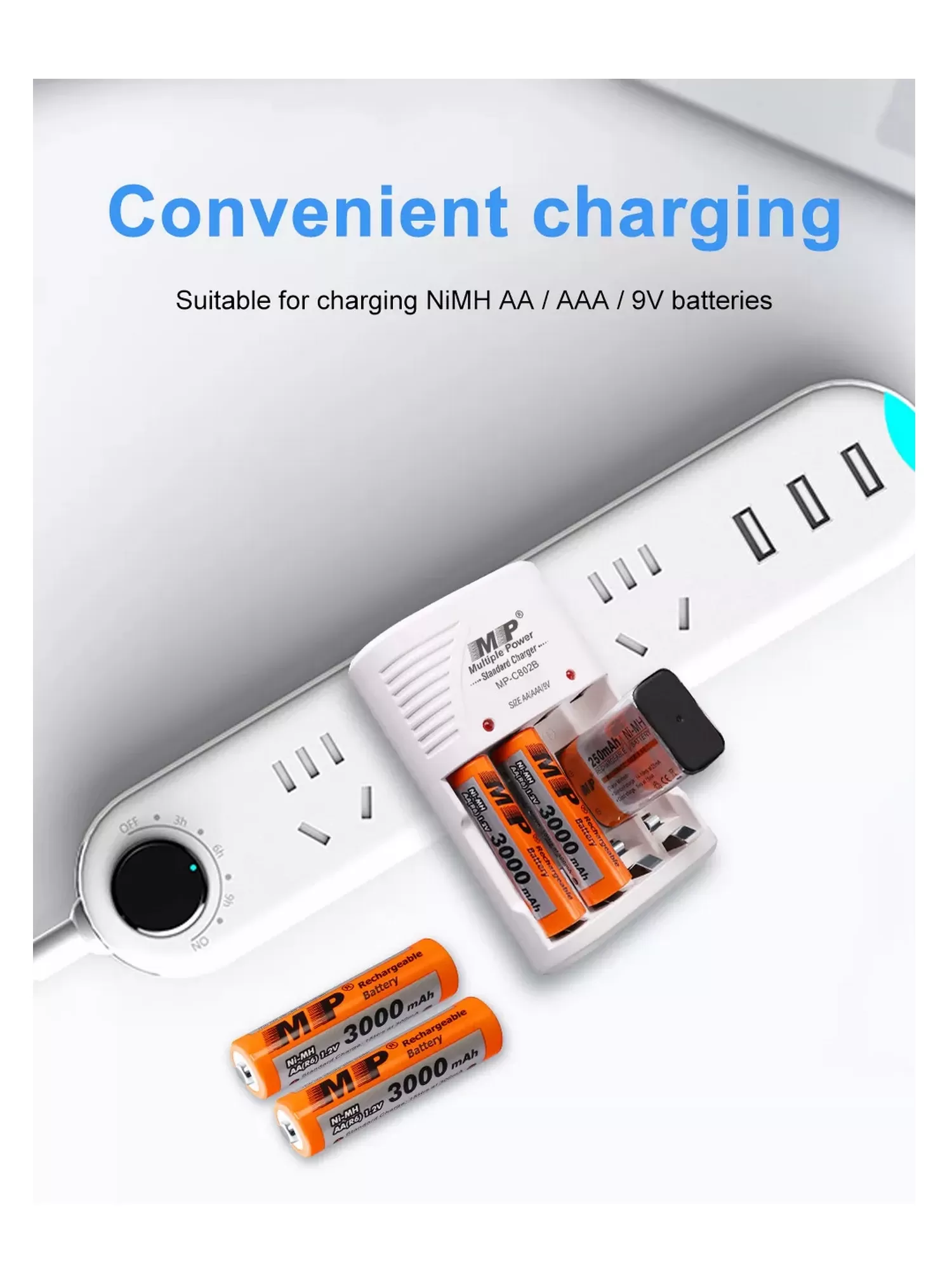 MP C802B Battery Charger 4 Slots For AA AAA 9V - image 6