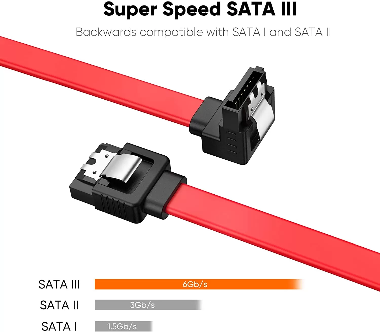SATA Cable, (14-inch) SATA III Data Drive Cable 6.0 Gbps - image 3