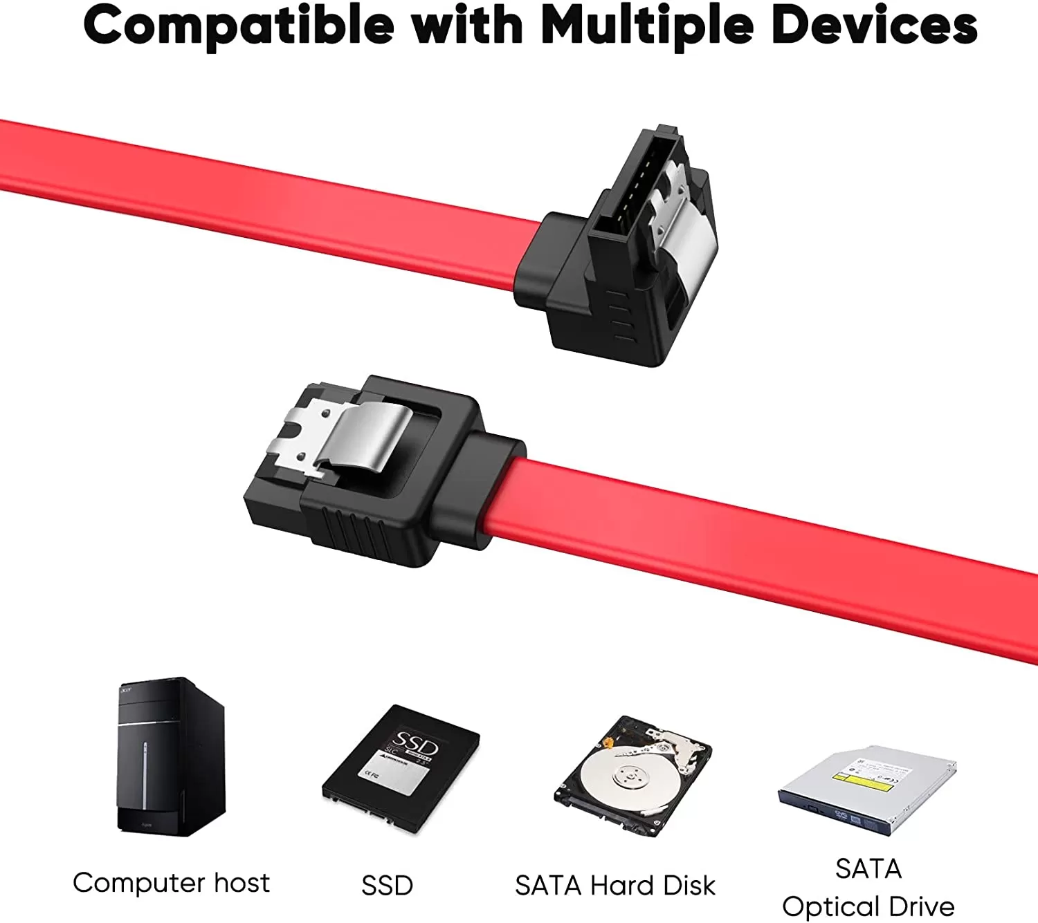 SATA Cable, (14-inch) SATA III Data Drive Cable 6.0 Gbps - image 6