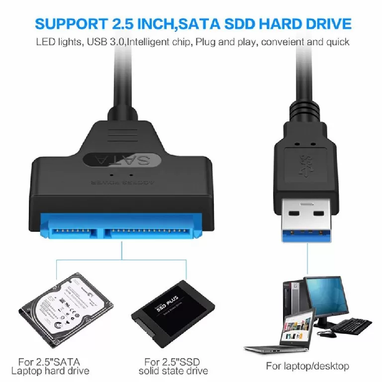 USB 3.0 to SATA 3+22pin Hard Disk Cable Converter 5Gbps - image 3