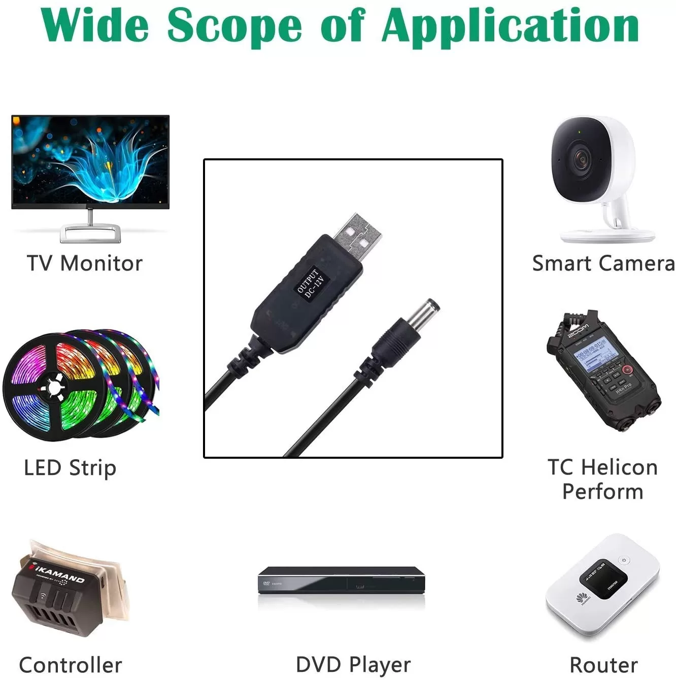 USB to DC Power Cable 5V to 12V DC Power Converter Router Ca - image 3