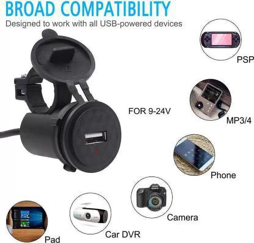 Waterproof Motorcycle 12V USB Charger DC 5V/1A - image 2