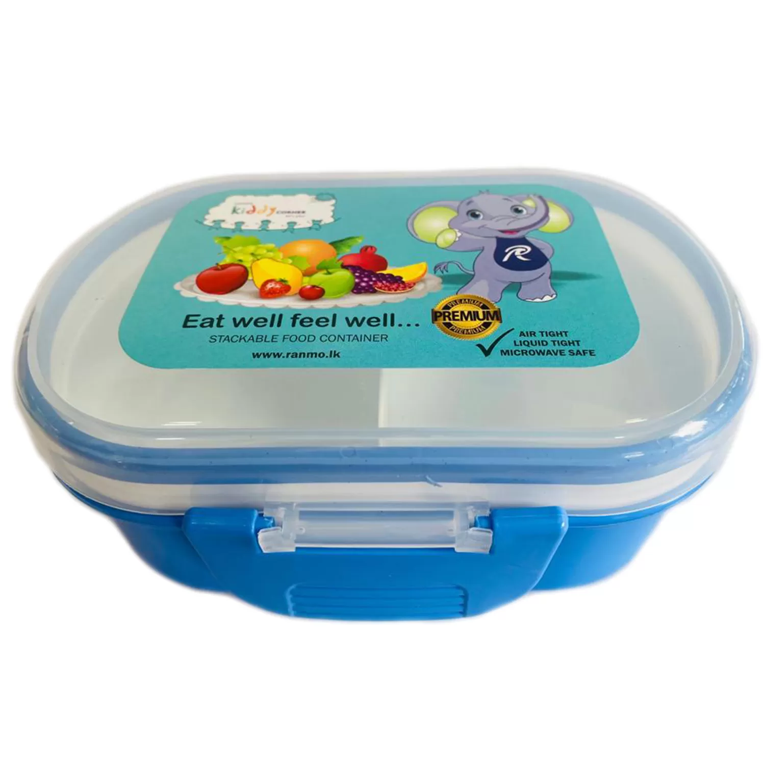 Blue Kids Lunch Box with Desert or Curry Tray