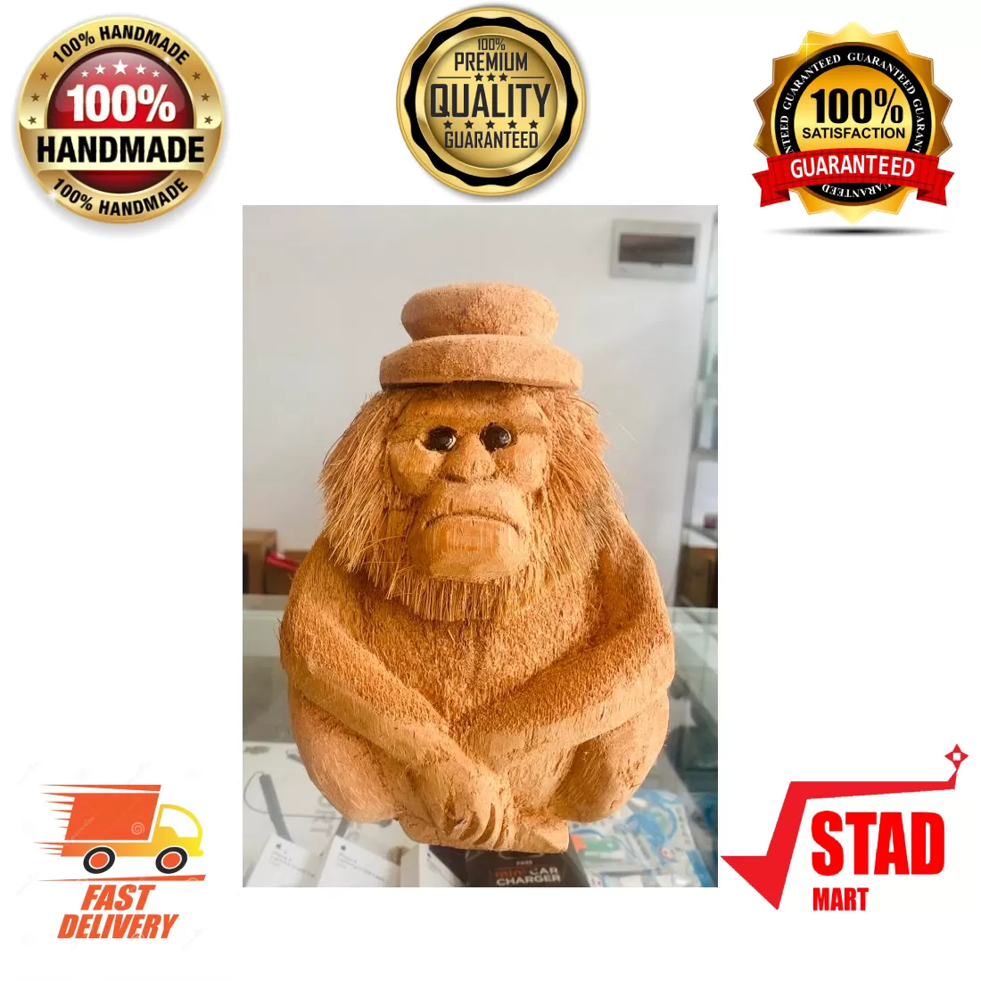 Generic Coconut Husk Hat Monkey High Quality Durable Natural