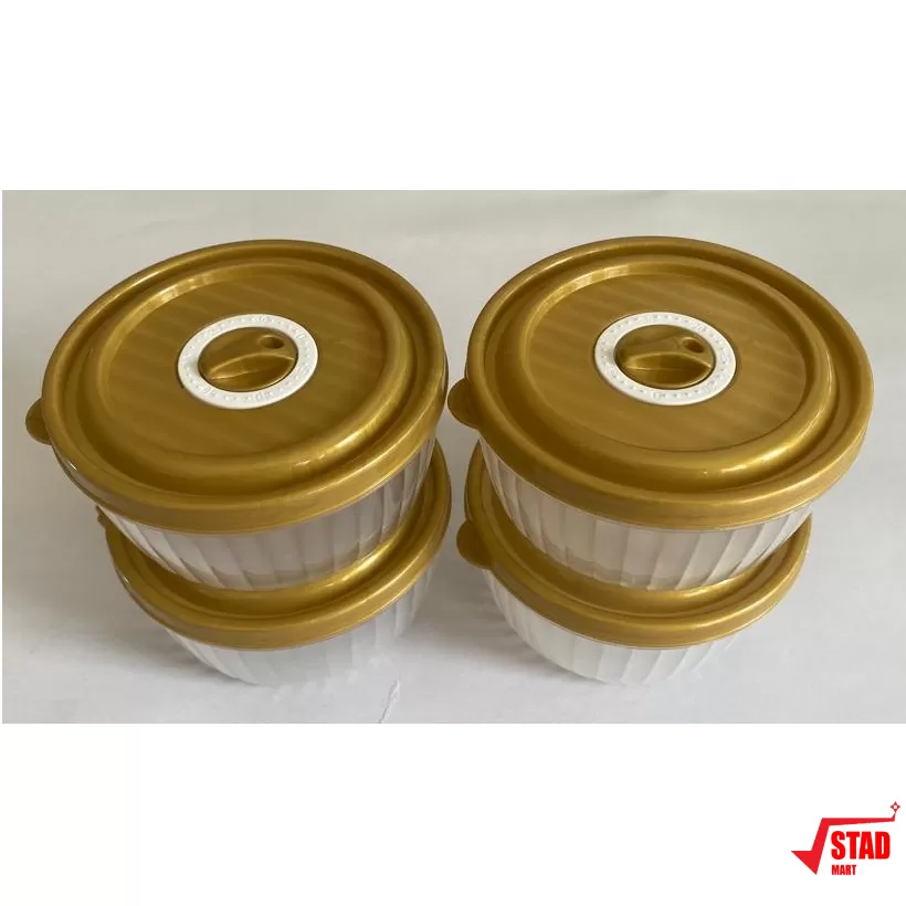 Gold 4 Pcs Container Set Transparent Plastic