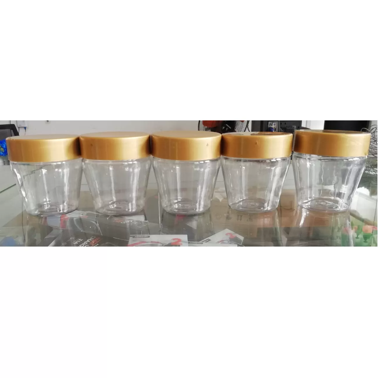 Gold 5 Pcs Transparent Kitchen Spice Containers SMALL - image 3