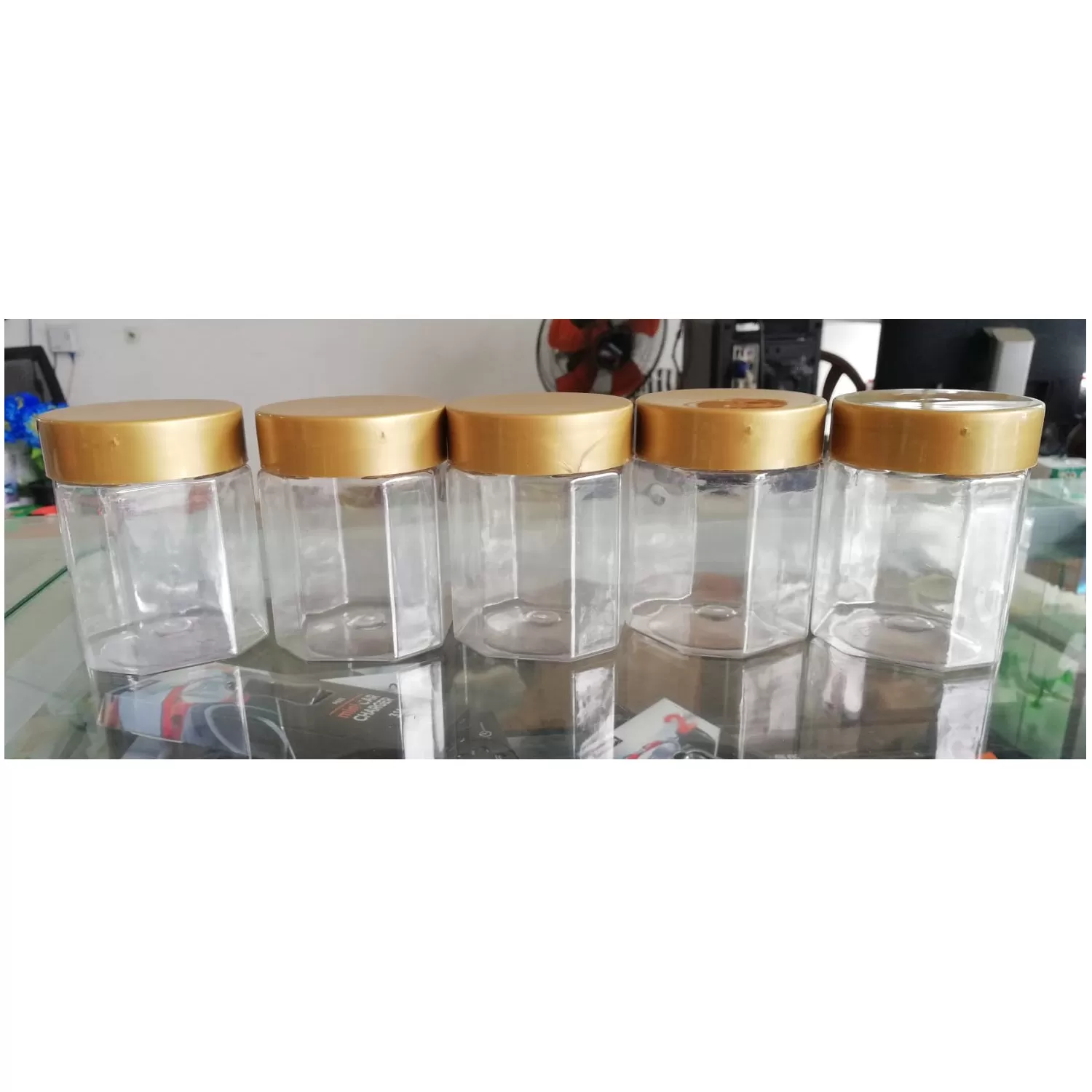 Gold 5 Pc Transparent Kitchen Spice Containers - image 4