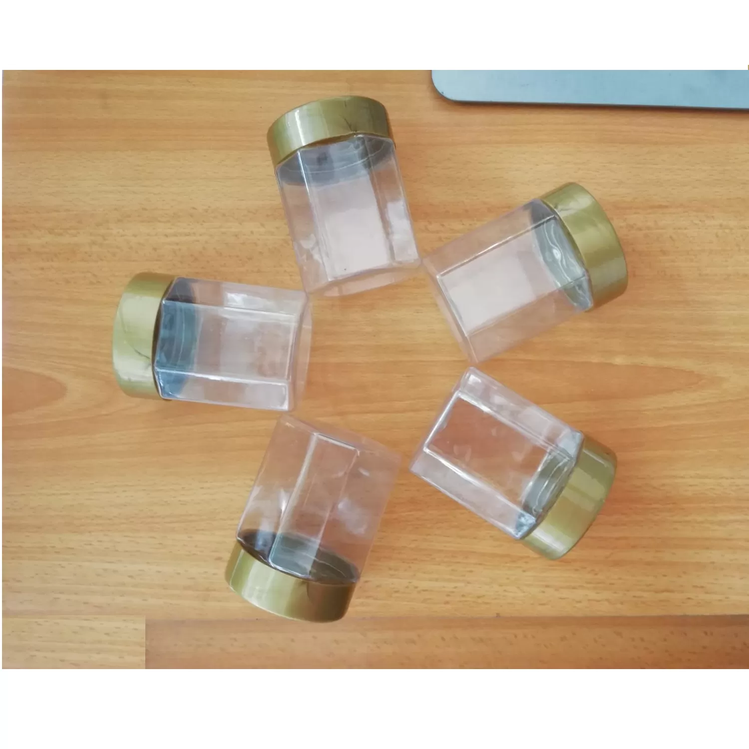 Gold 5 Pc Transparent Kitchen Spice Containers - image 8