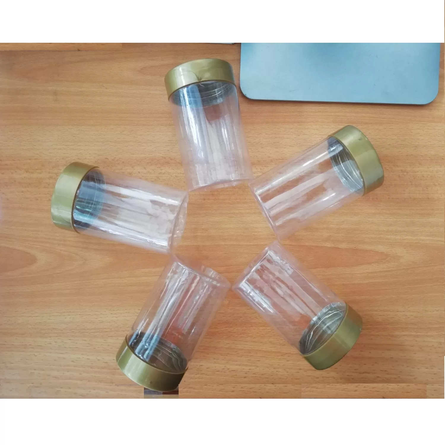 Generic Spice Containers 5 Pc Gold Transparent with Lid - image 3