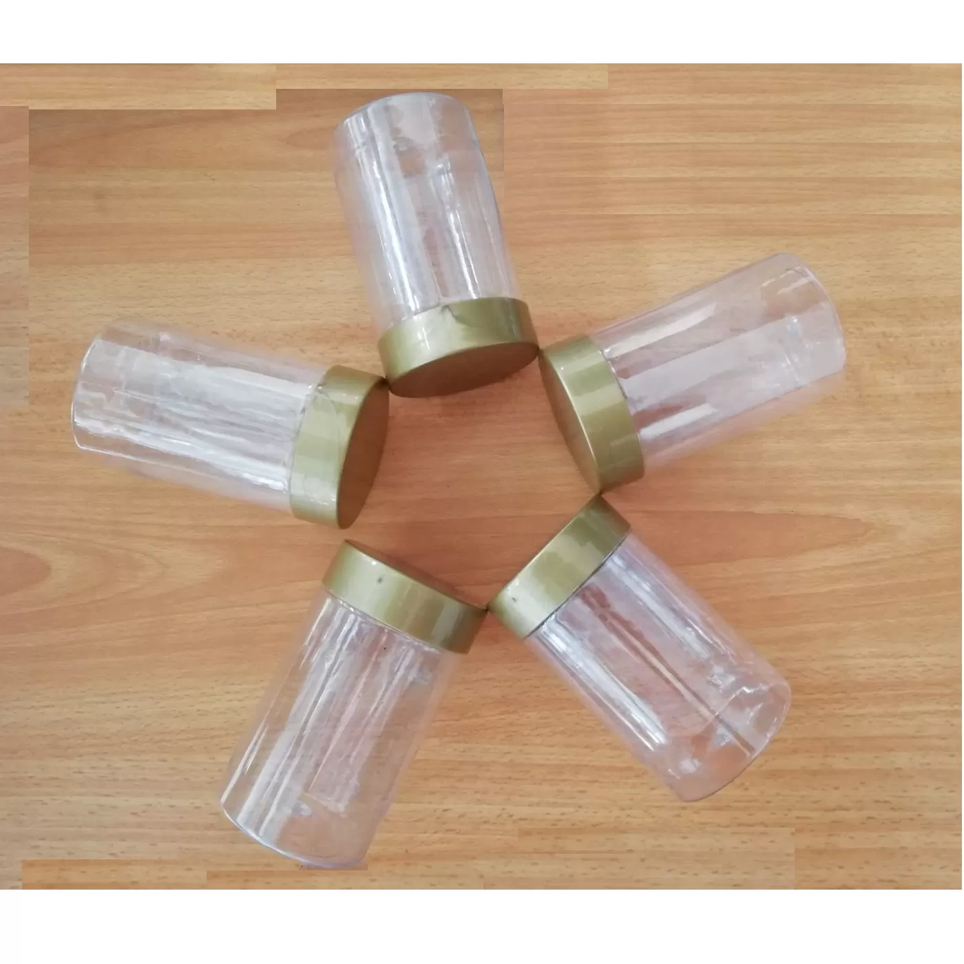 Generic Spice Containers 5 Pc Gold Transparent with Lid - image 7