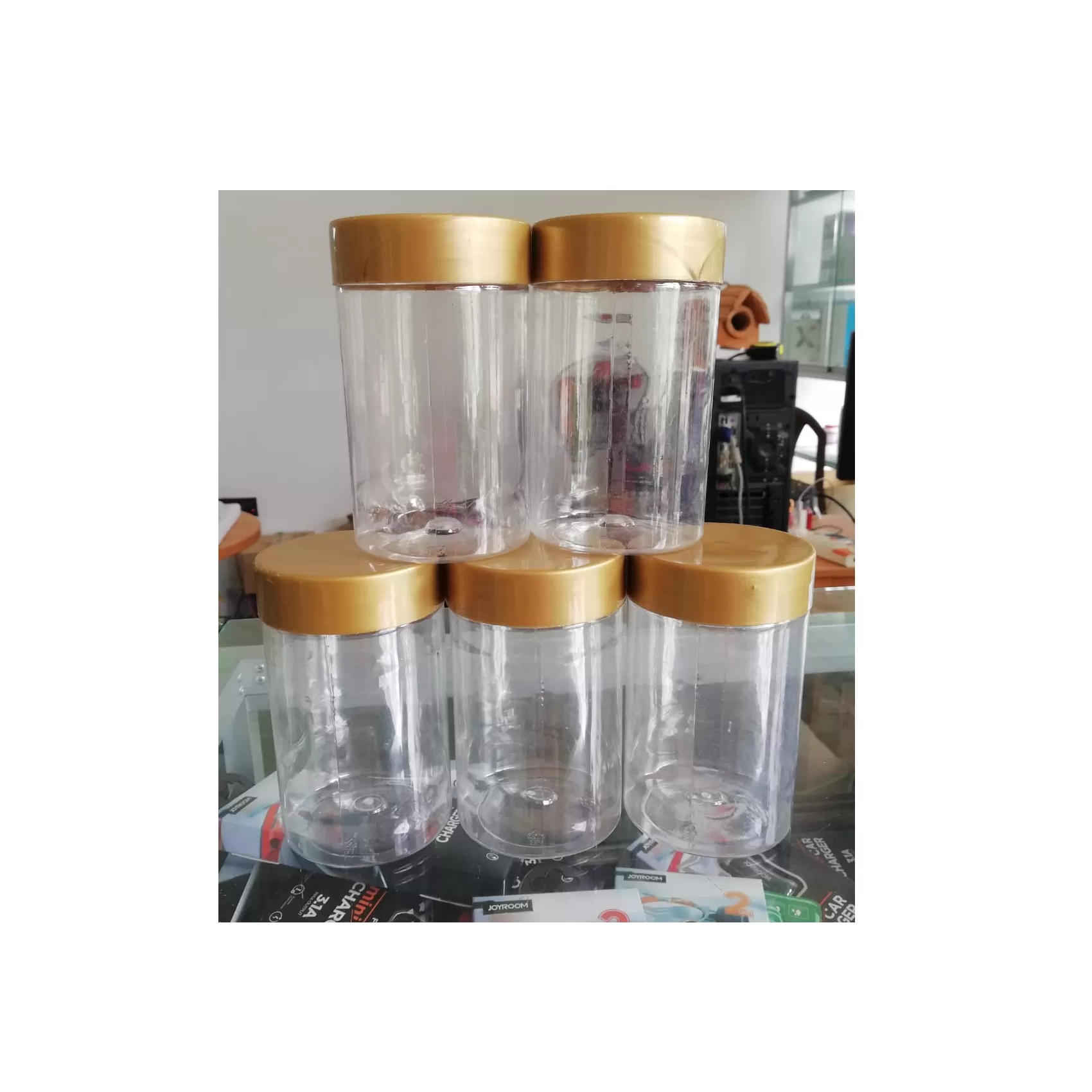 Generic Spice Containers 5 Pc Gold Transparent with Lid - image 8