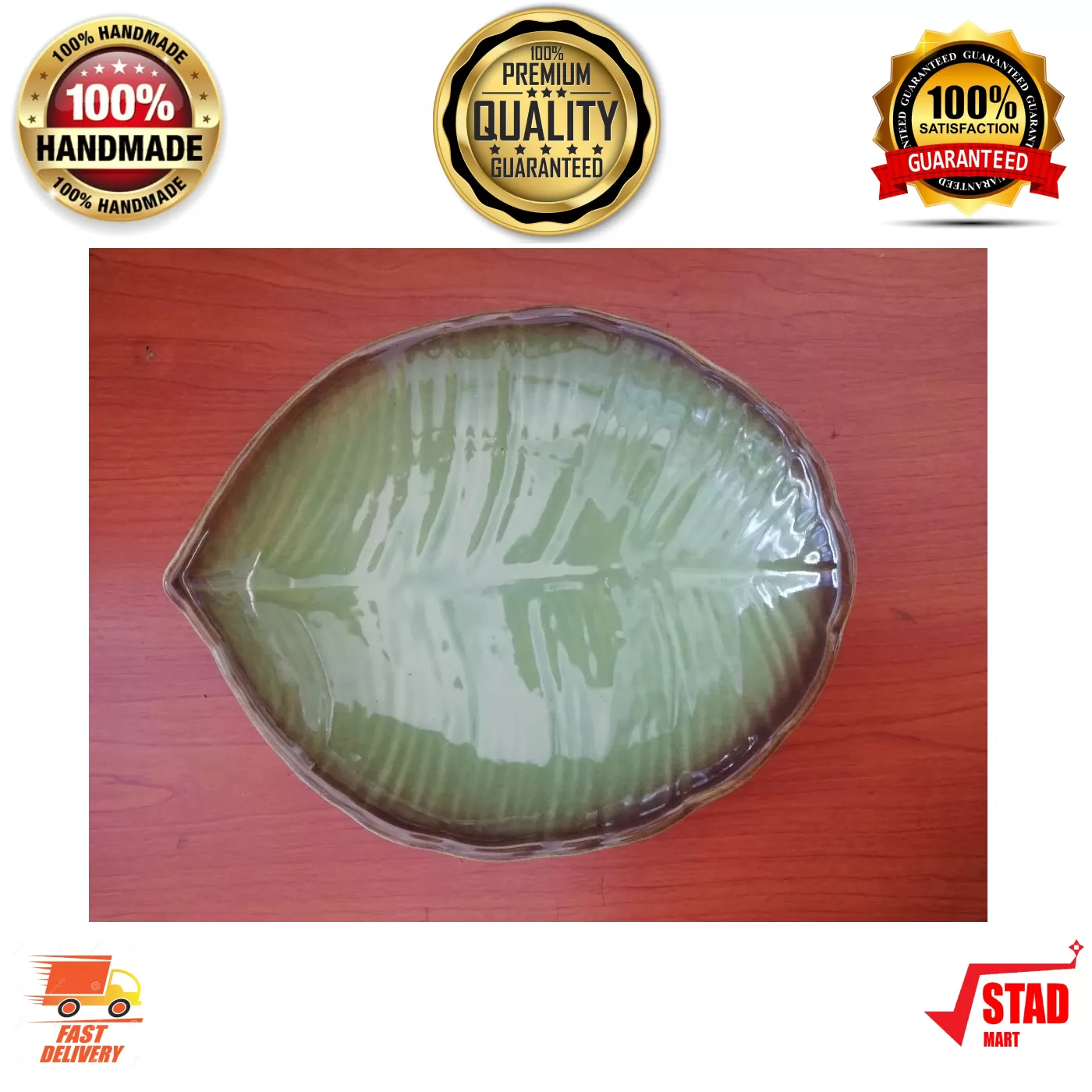 Generic Ceramic Curry Bowl Banana Leaf Shape Handmade