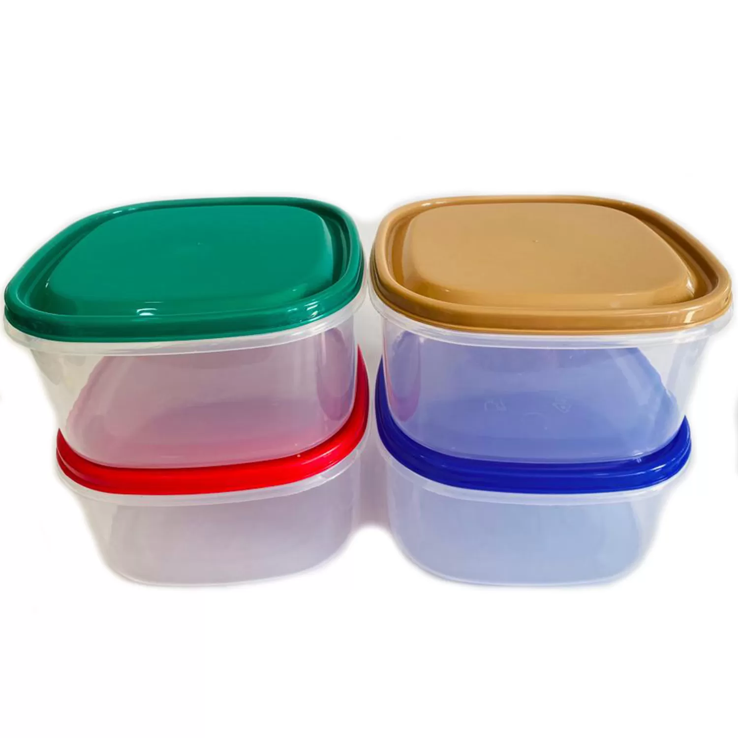 Generic 4 Pcs Visual Plastic Food Containers Set Multi Color