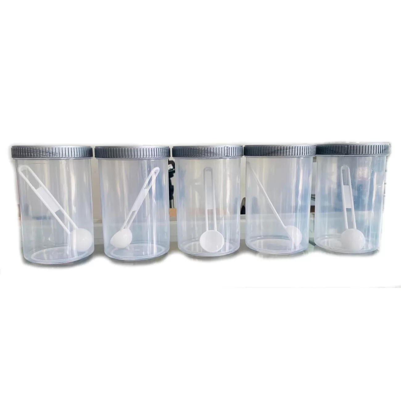 Generic 5Pcs Round Visual Plastic Kitchen Spice Jars