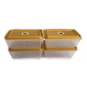 Gold 4 Pcs Food Container Set Transparent Stackable