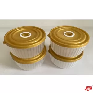 Gold 4-Piece Transparent Food Containers Round