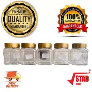 Gold 5 Pcs Visual Kitchen Spice Containers with Lid